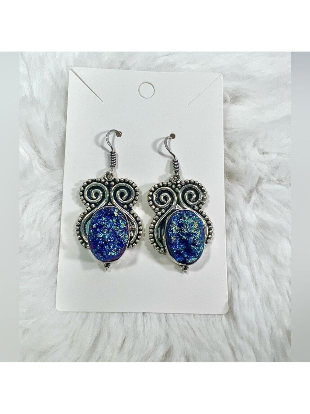 Titanium Druzy 925 Pendant & Earrings Set - Picture 9 of 15